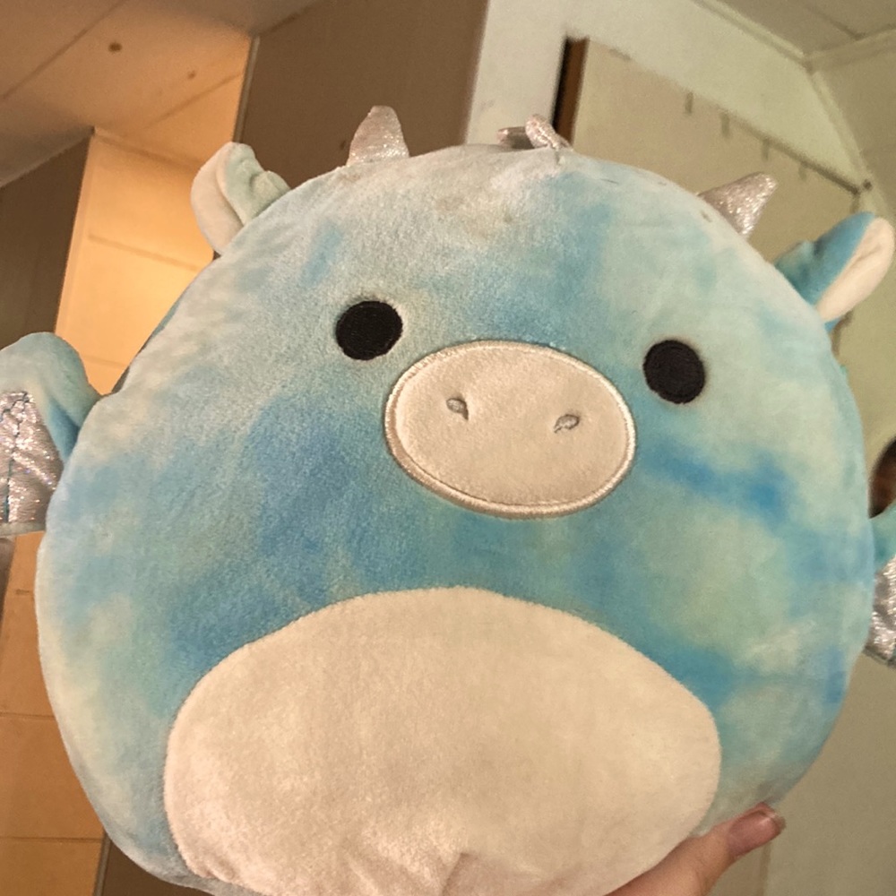 it is a squishmellow that has some stains but has been recently washed